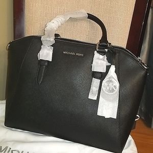 Michael Kors Large Saffiano Leather Satchel Black